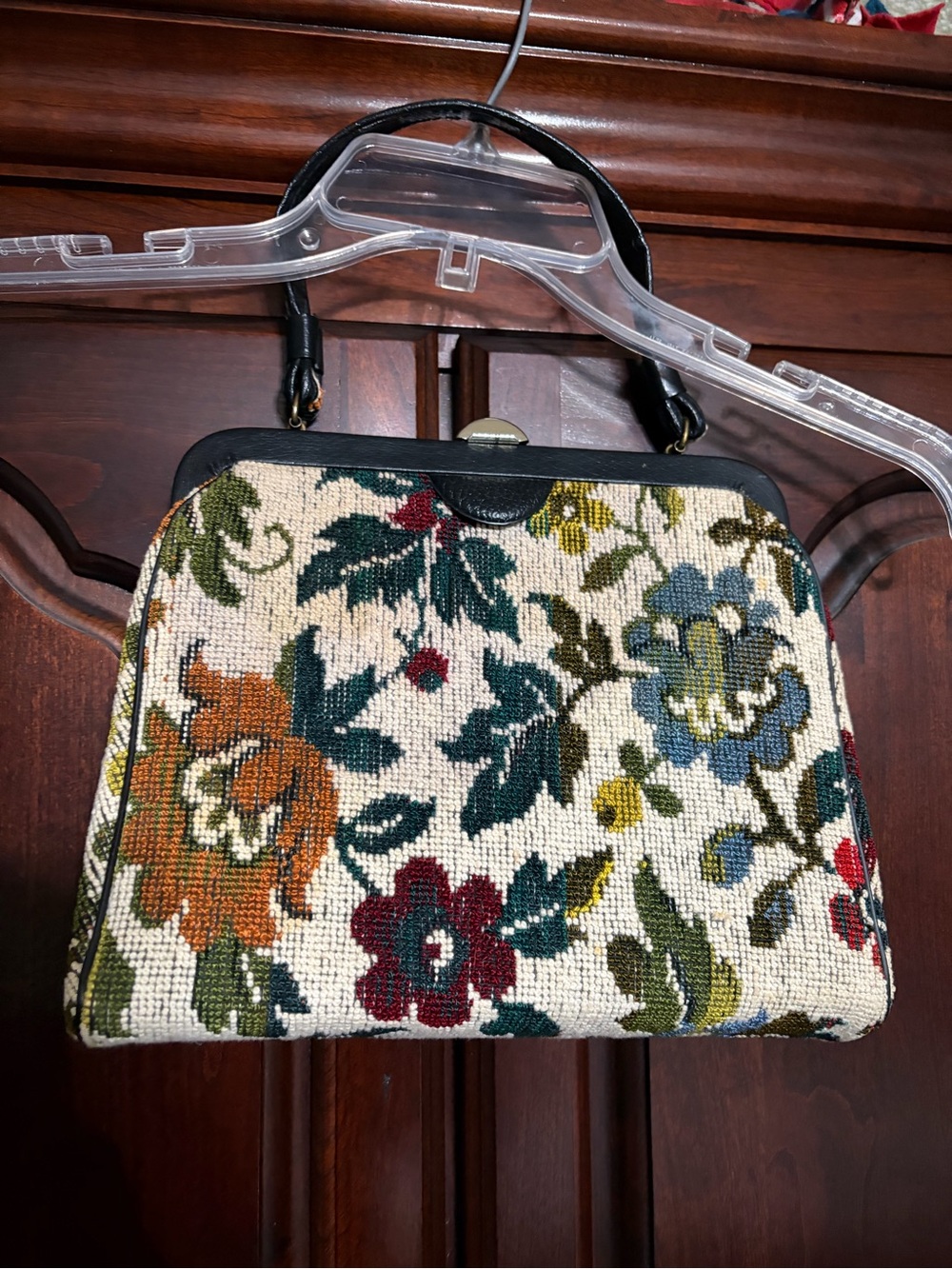 Vintage Kadin Needlepoint Tapestry Handbag — Made in USA, 1960s